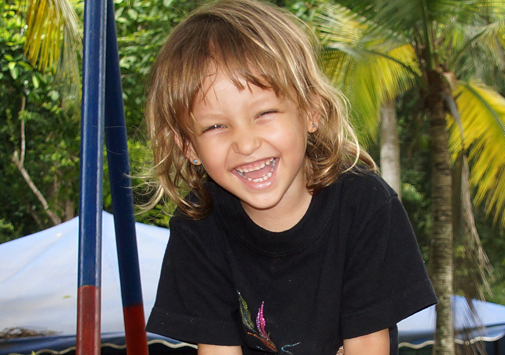 Laughing toddler at the playground