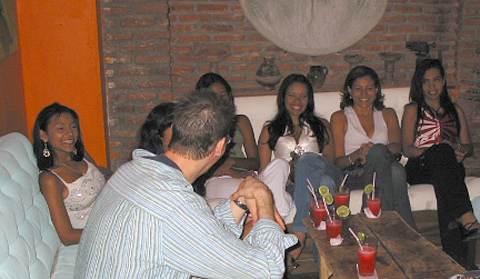 A small group of women meeting one man during a romance tour