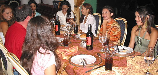 A small group of women meeting one man during a romance tour