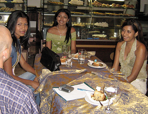 A small group of women meeting one man during a romance tour