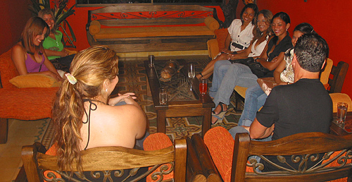 A small group of women meeting one man during a romance tour