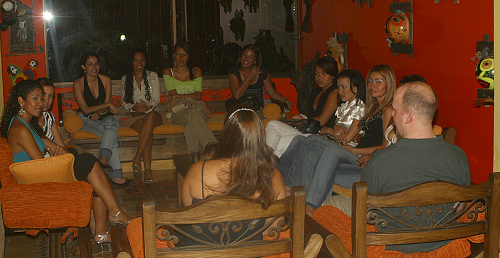 A small group of women meeting one man during a romance tour