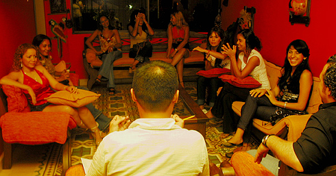 A small group of women meeting one man during a romance tour