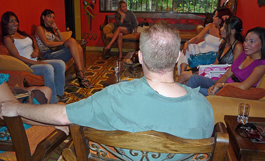 One Amercian man meeting 13 Colombian Women