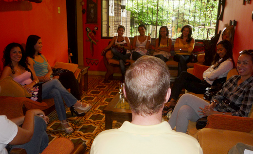 One Amercian man meeting 13 Colombian Women