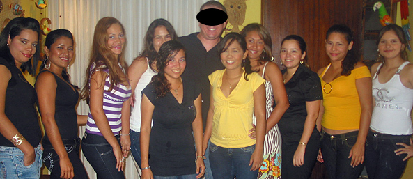 A small group of women meeting one man during a romance tour