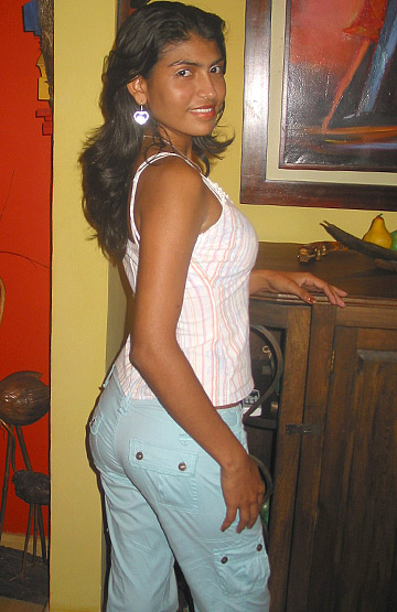 Foreign Bride A back shot of a triguena Colombian Foreign Bride smiling