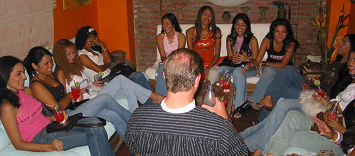 A small group of women meeting one man during a romance tour