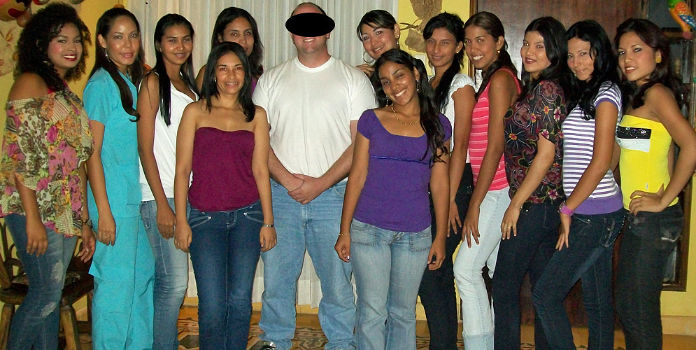 One man surrounded by many beautiful Colombian Women