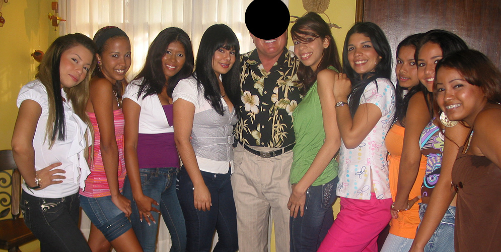 One man surrounded by many beautiful Colombian Women