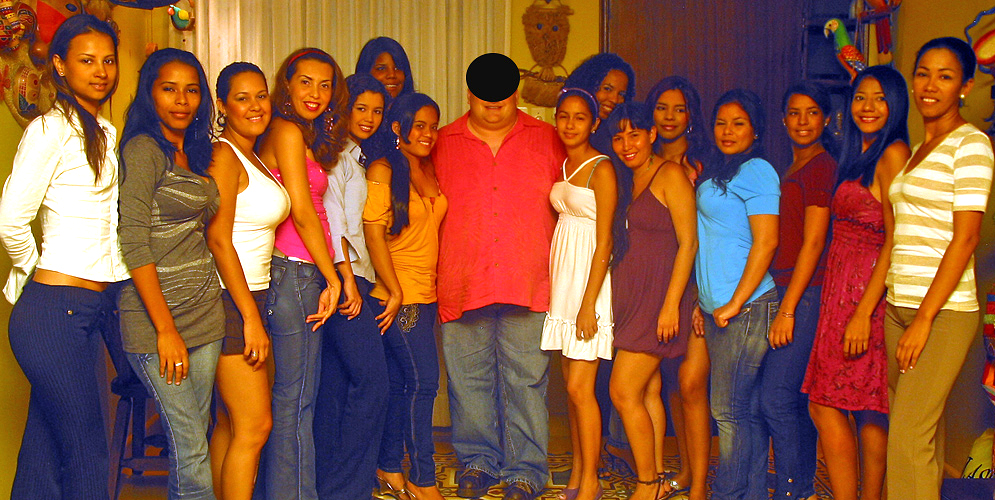 One man surrounded by many beautiful Colombian Women