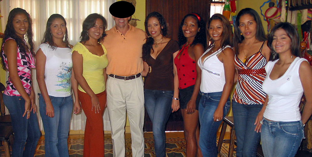 One man surrounded by many beautiful Colombian Women