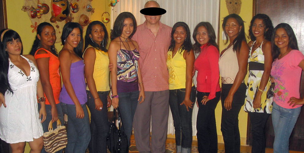 One man surrounded by many beautiful Colombian Women