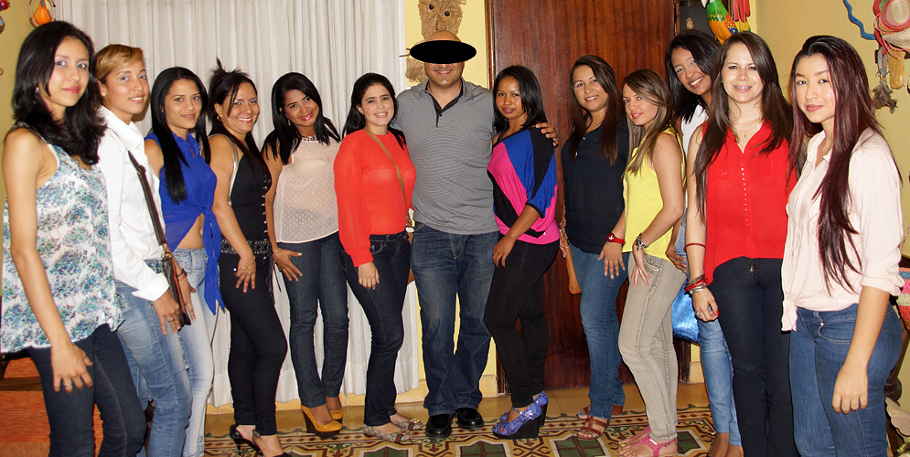 One man surrounded by many beautiful Colombian Women