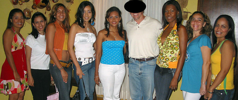 A small group of women meeting one man during a romance tour