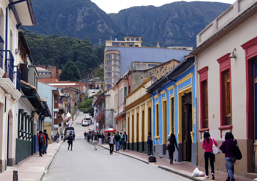 A typical street in the La Candelaria district of Bogotá