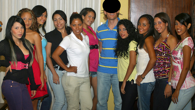 A small group of women meeting one man during a matchmaking service