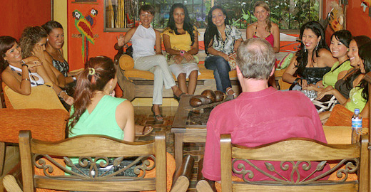 International Introductions Personal Introductions A small group of women meeting one man during a romance tour