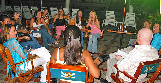 International Introductions Personal Introductions A small group of women meeting one man during a romance tour