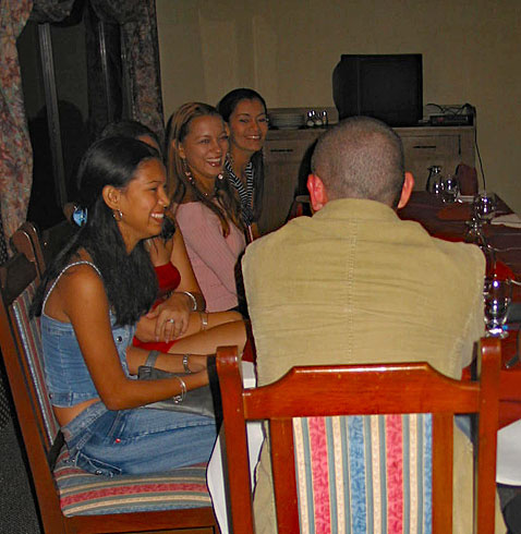 A small group of women meeting one man during a romance tour