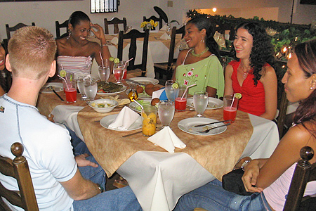 International Introductions Personal Introductions A small group of women meeting one man during a romance tour