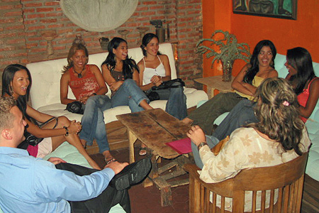 International Introductions Personal Introductions A small group of women meeting one man during a romance tour