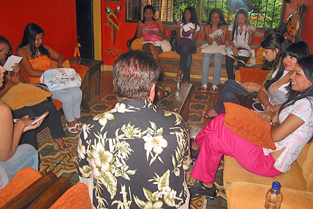 International Introductions Personal Introductions A small group of women meeting one man during a romance tour