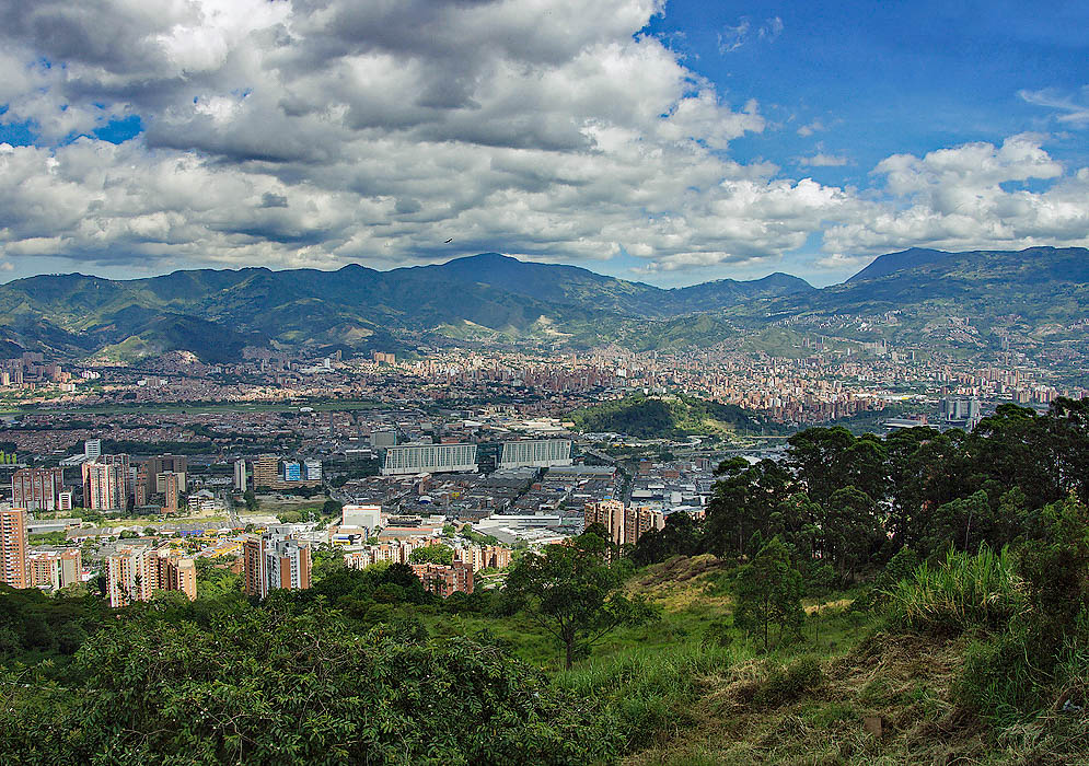 Medellin Aburra Valley Vista of Medellin on a clear sunny day