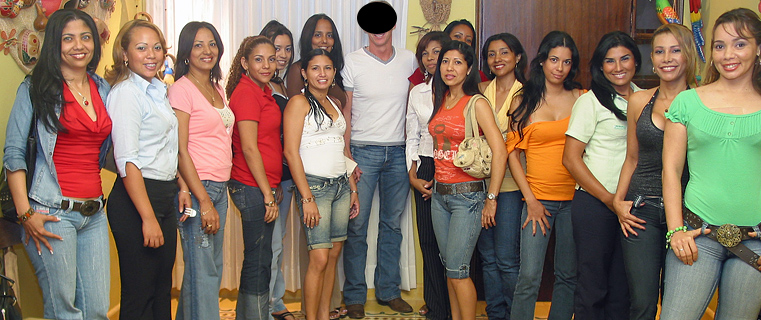 A small group of women meeting one man during a romance tour