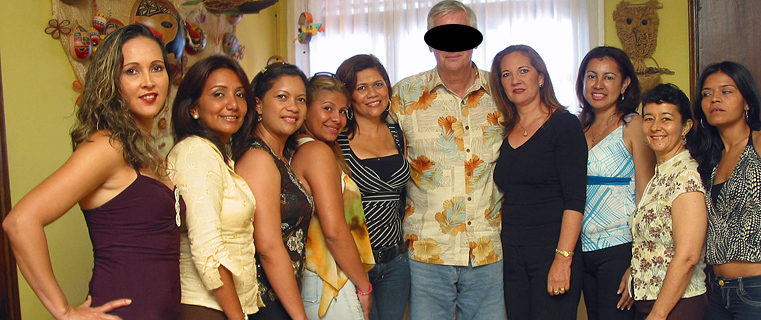 A small group of women meeting one man during a romance tour