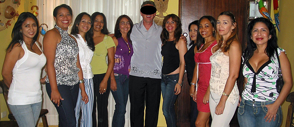 A small group of women meeting one man during a romance tour