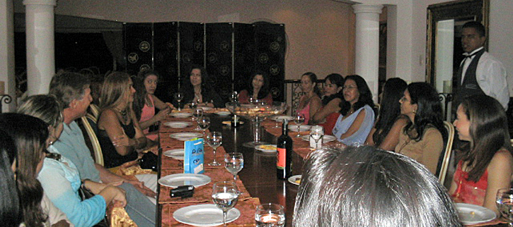 A small group of women meeting one man during a romance tour