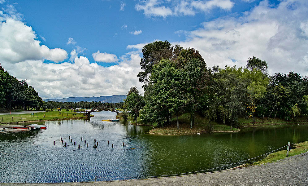 Park Bogotá A park near skyscrapers