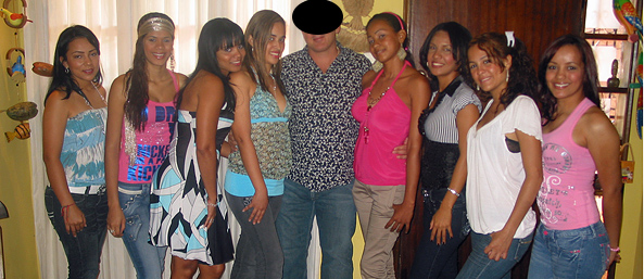 A small group of women meeting one man during a romance tour