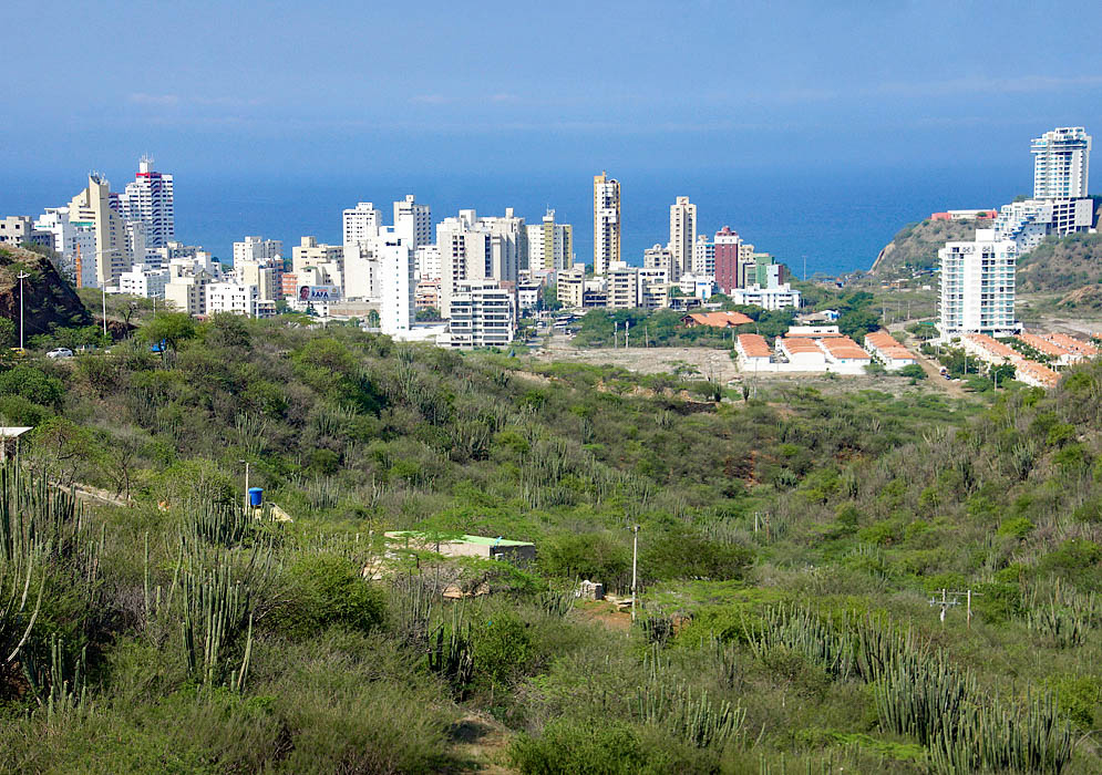 A view of Rodadero from the main highway from Santa Marta during dry season