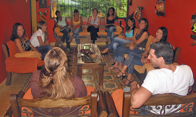 International Introductions Personal Introductions A small group of women meeting one man during a romance tour