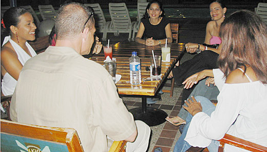 A small group of Latin women meeting one man during a romance tour