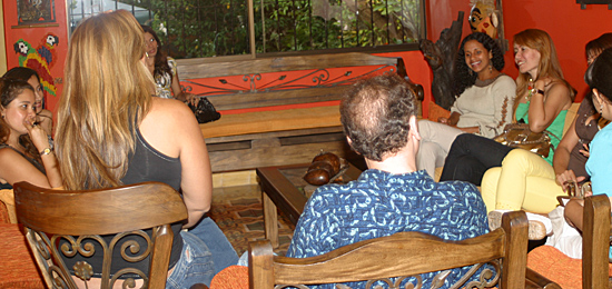 A small group of Latin women meeting one man during a romance tour