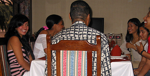 A small group of Latin women meeting one man during a romance tour