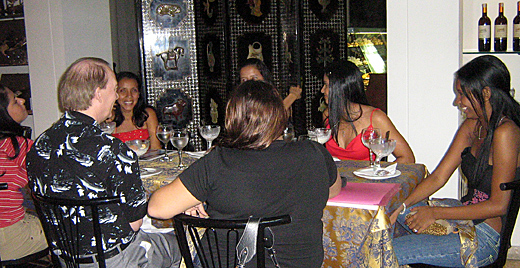 A small group of Latin women meeting one man during a romance tour