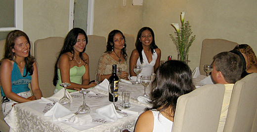 A small group of Latin women meeting one man during a romance tour