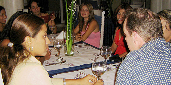 A small group of Latin women meeting one man during a romance tour