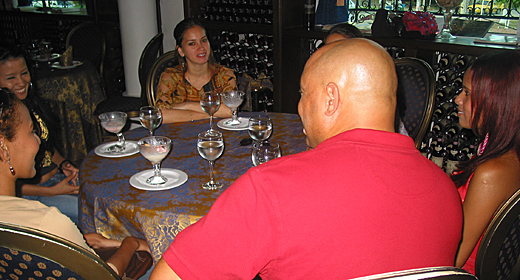 A small group of Latin women meeting one man during a romance tour