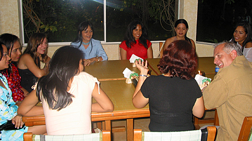 A small group of Latin women meeting one man during a romance tour