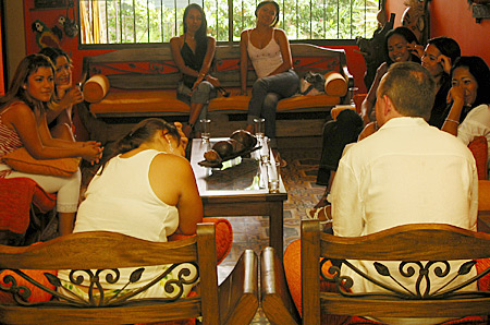 A small group of Latin women meeting one man during a romance tour