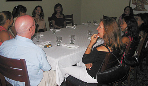 A small group of Latin women meeting one man during a romance tour