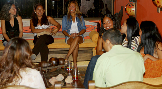 A small group of Latin women meeting one man during a romance tour