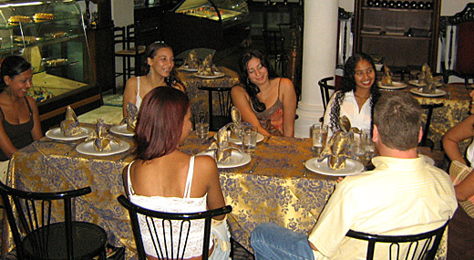 A small group of Latin women meeting one man during a romance tour