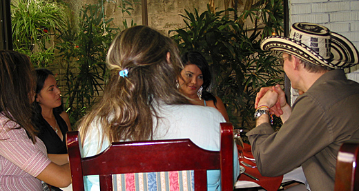 A small group of Latin women meeting one man during a romance tour