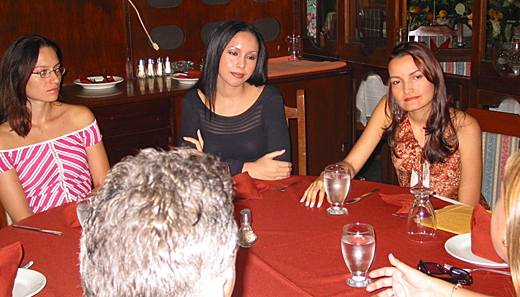 A small group of Latin women meeting one man during a romance tour